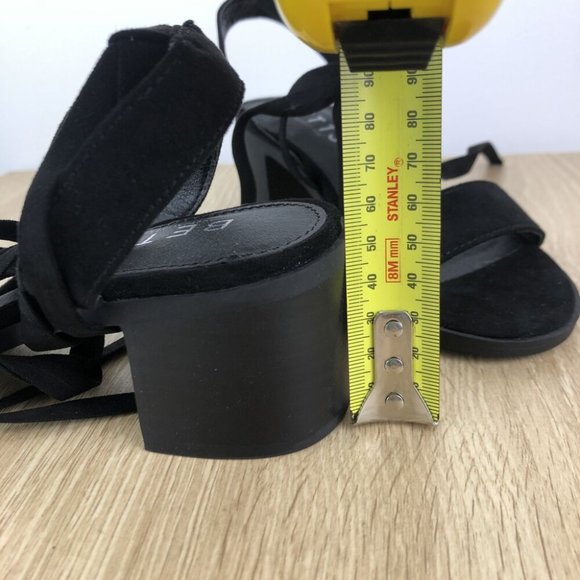 Betts Black Heels Size 5 Ankle Bow Tie Block Heel Faux Suede Party Formal - Picture 8 of 9